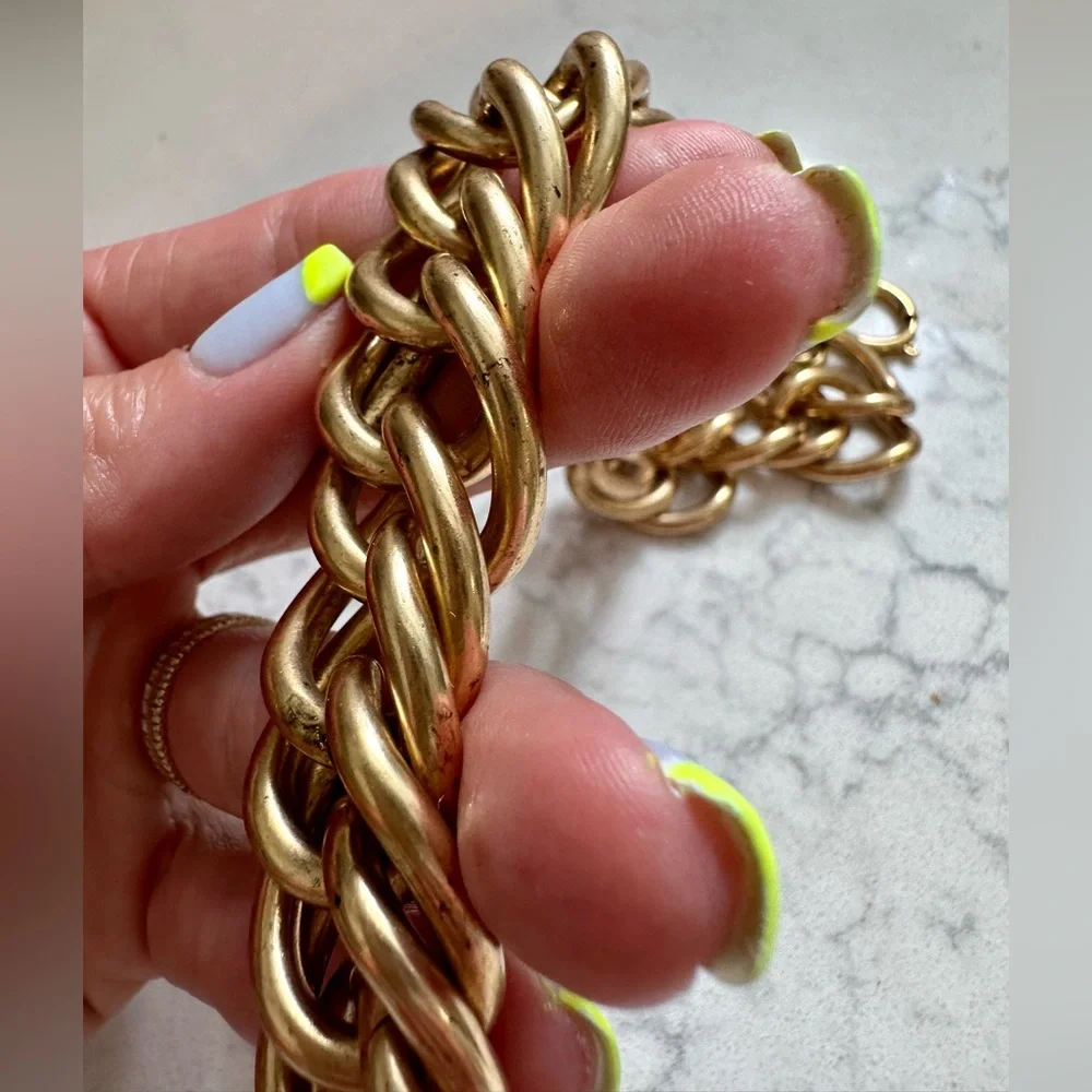 Elizabeth Cole Chunky Gold Link Statement Necklace